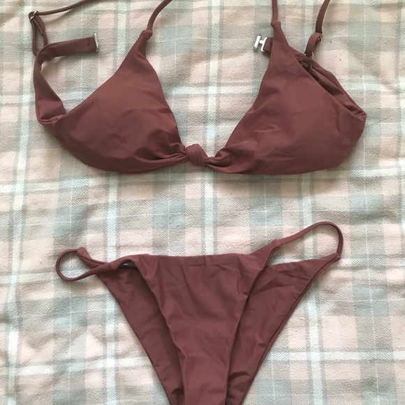 Sexy Red/Brown Knotted Bikini - Picture 1 of 4